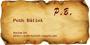 Poth Bálint névjegykártya